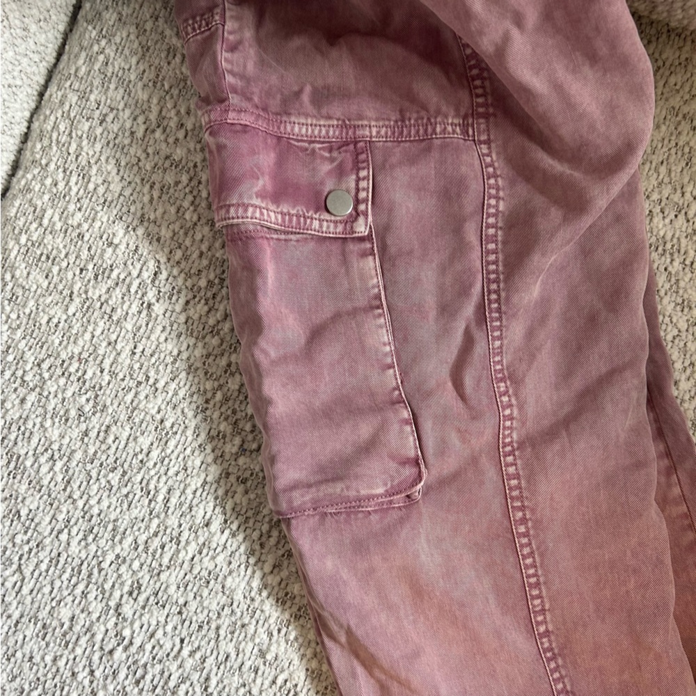 Anthropologie Women's pink mauve Lavender Cargo jogger Pants buttons - Picture 7 of 9